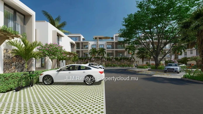 Contemporary townhouse with garden and optional private pool for sale in Tamarin, Mauritius