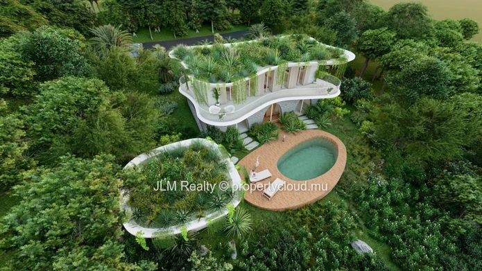 Magnifique villa bioclimatique au toit végétalisé avec vue mer à vendre à Baie du Cap, Île Maurice