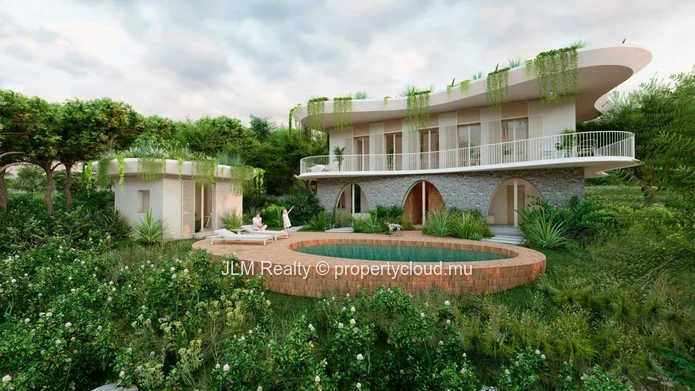 Magnifique villa bioclimatique au toit végétalisé avec vue mer à vendre à Baie du Cap, Île Maurice