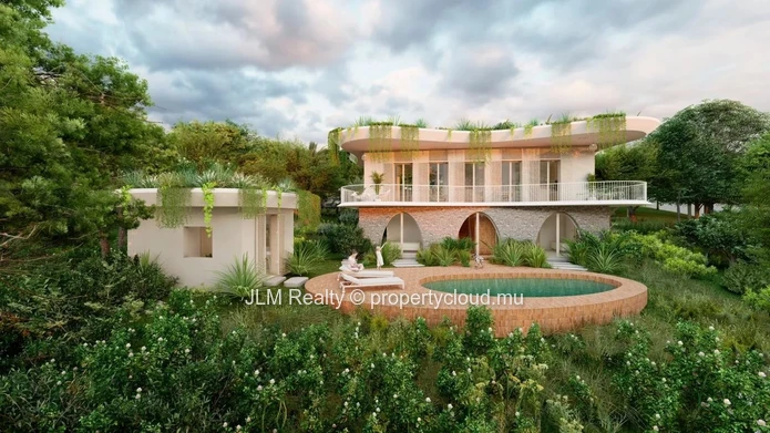 Magnifique villa bioclimatique au toit végétalisé avec vue mer à vendre à Baie du Cap, Île Maurice
