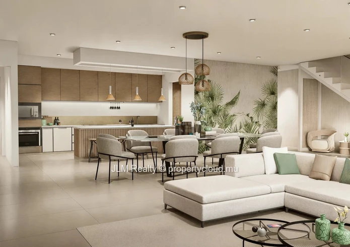 Penthouse neuf avec rooftop et vue panoramique mer à vendre à Tamarin, île Maurice