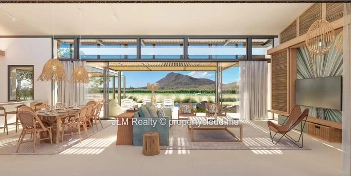 Villa bioclimatique de luxe à vendre au sein d’un domaine golfique à Rivière Noire, Île Maurice, avec accès à des pre...