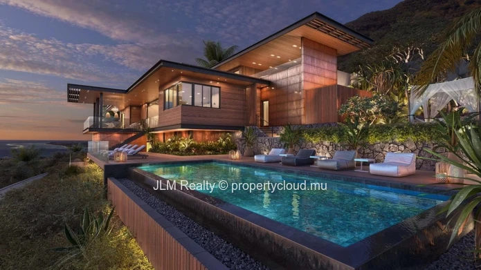 Luxury villa with 180° view of the sea and Le Morne for sale in Black River, Mauritius