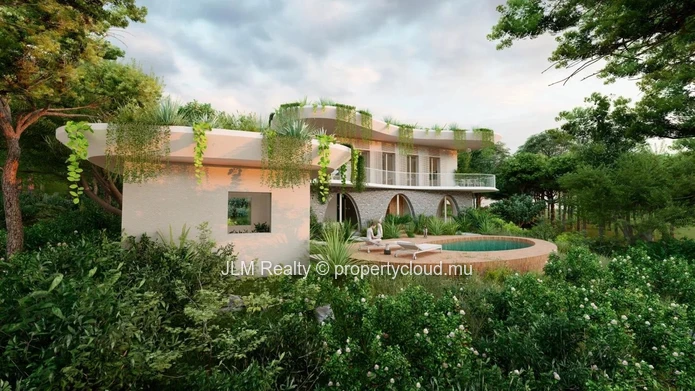 Magnifique villa bioclimatique au toit végétalisé avec vue mer à vendre à Baie du Cap, Île Maurice
