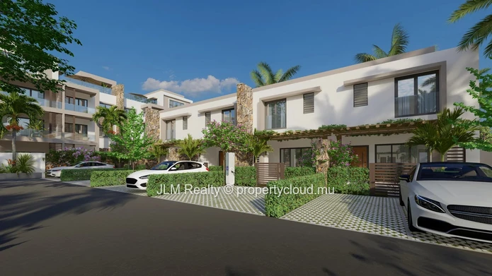 Contemporary townhouse with garden and optional private pool for sale in Tamarin, Mauritius