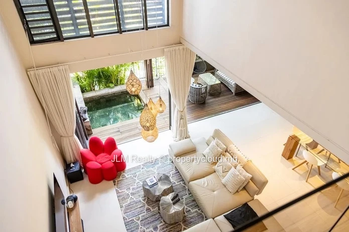 Beautiful duplex with private dock for sale in the Marina of Rivière Noire, Mauritius.