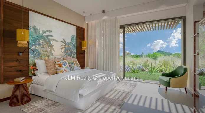 Villa bioclimatique de luxe à vendre au sein d’un domaine golfique à Rivière Noire, Île Maurice, avec accès à des pre...