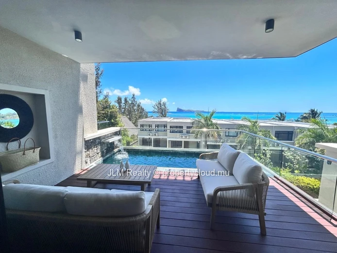 For Sale – Exceptional Beachfront Duplex in Bain Boeuf, Mauritius, with Panoramic Views of the Northern Islands